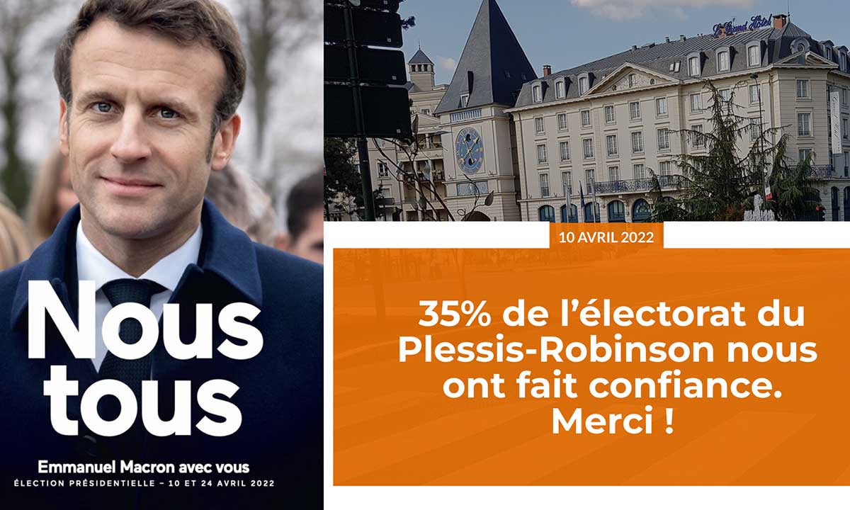 Macron en tête du premier tour des elections presidentielles au Plessis-Robinson, le 10 avril 2022